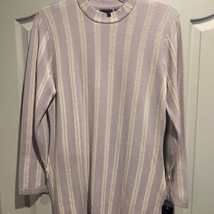 Rachel Lavender and Cream Striped Turtleneck Sweater